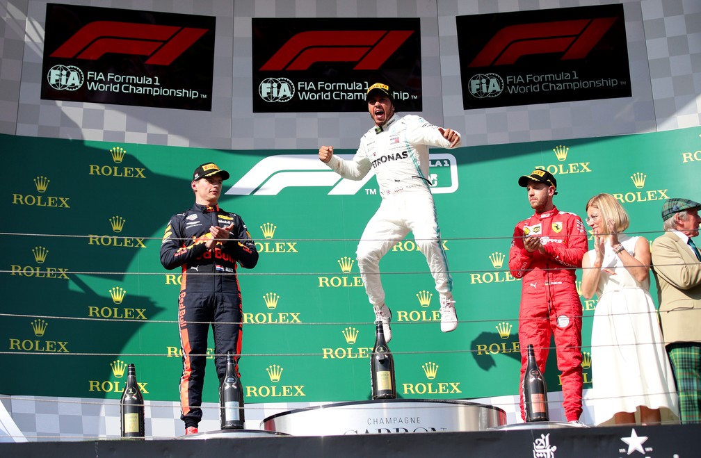 Verstappen, Hamilton e Vettel no pÃ³dio de Hungaroring â€” Foto: Reuters