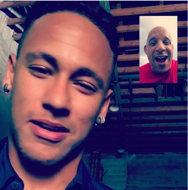 Vin Diesel conversa com Neymar no set de 'Triplo X' (Foto: Instagram)