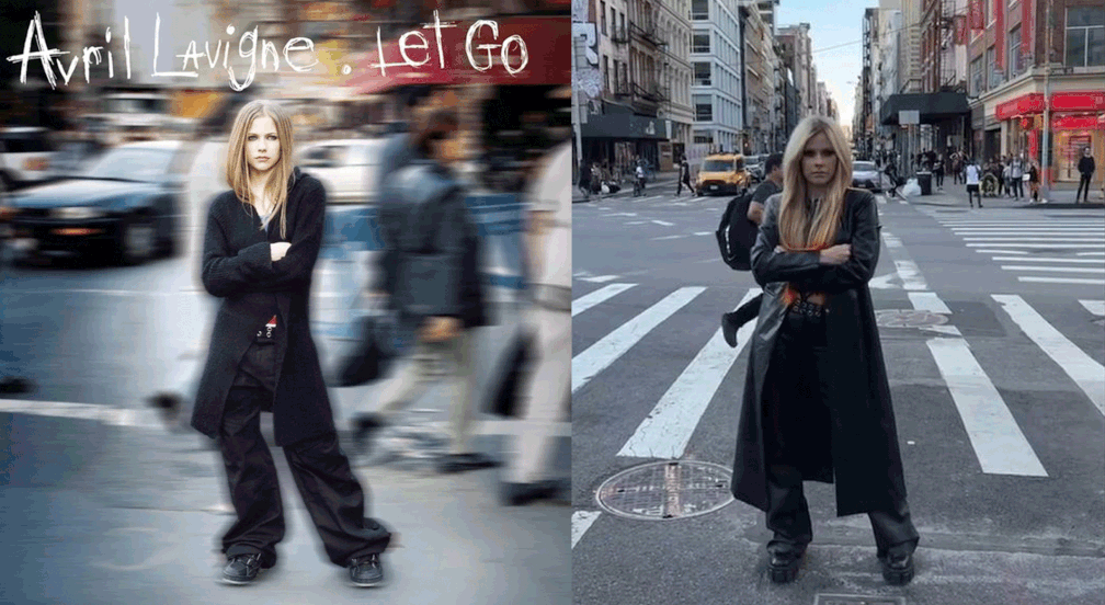 Avril Lavigne recria capa de 'Let go', seu álbum de estreia, lançado há 20 anos — Foto: Reprodução/TikTok