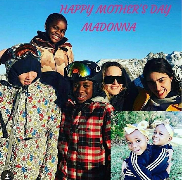 A cantora Madonna em meio a seus seis filhos (Foto: Instagram)
