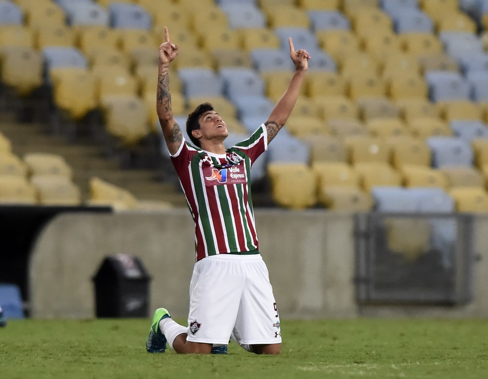 Pedro comemora um gol no Maracanã (Foto: André Durão)