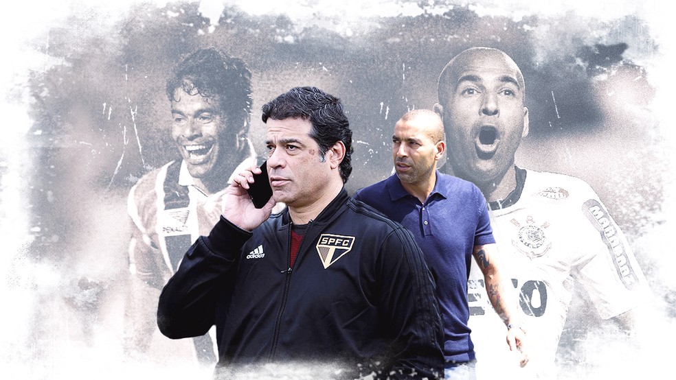Raí e Emerson Sheik, dirigentes de Corinthians e São Paulo — Foto: GloboEsporte.com