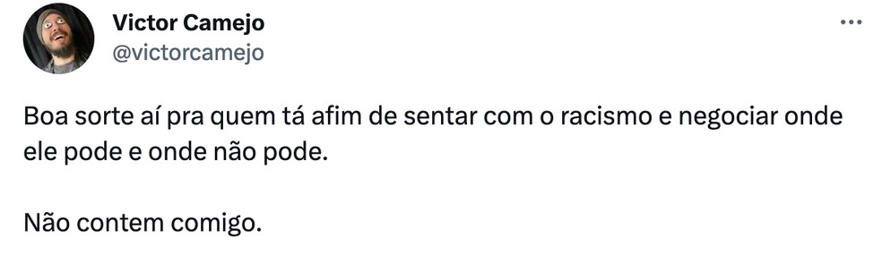 Victor Canejo se posicionou contra Leo Lins no caso das piadas racistas &mdash; Foto: Reprodu&ccedil;&atilde;o / Twitter