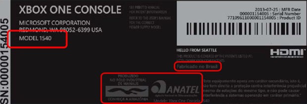 VALE ESTE: Imagem no site da Anatel indica fabricação nacional do Xbox One (Foto: Reprodução/Anatel)