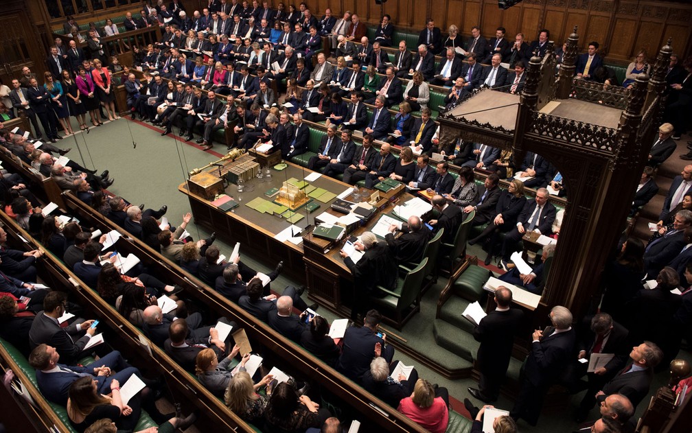 Parlamento britânico durante sessão em que foram discutidas alternativas ao Brexit, na quarta-feira (27), em Londres — Foto: Mark Duffy/AFP/UK Parliament