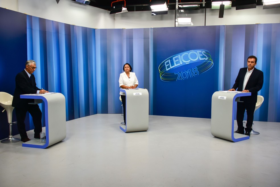 Os dois candidatos ao governo do RN no segundo turno participaram do debate na Inter TV Cabugi — Foto: Pedro Vitorino