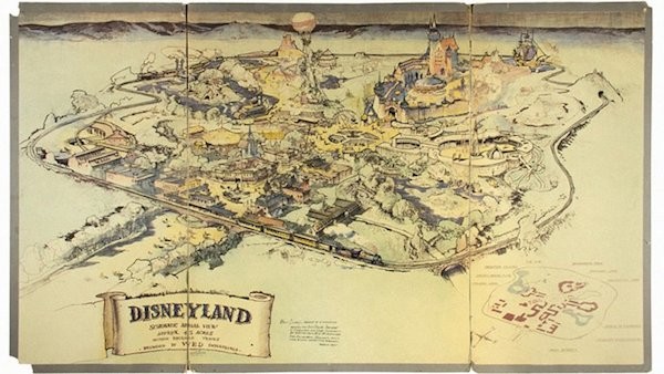 O mapa produzido por Walt Disney do parque que viria a ser a Disneylândia (Foto: Divulgação)