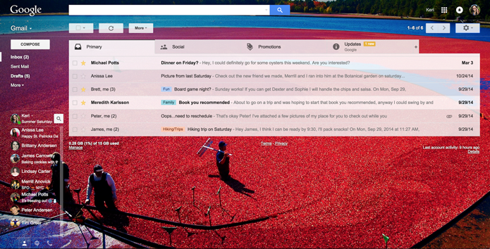 Gmail atual permite até a aplicação de temas, além da integração com outros serviços (Foto: Divulgação/Google)