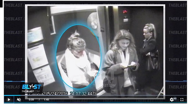 Amber Heard em vídeo de câmera de segurança após suposta briga com Johnny Depp (Foto: Reprodução)