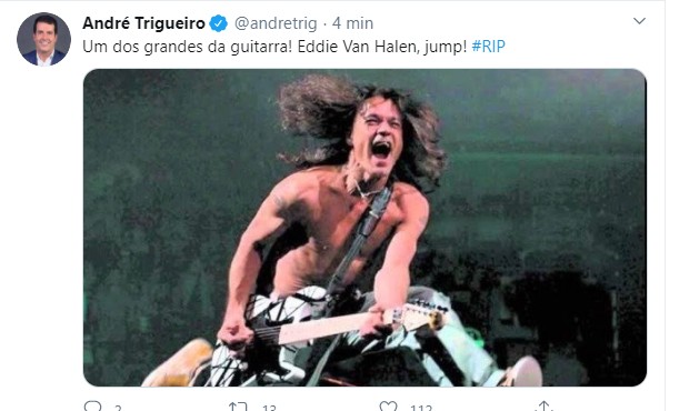 André Trigueiro: adeus a Eddie Van Halen (Foto: Reprodução Twitter)