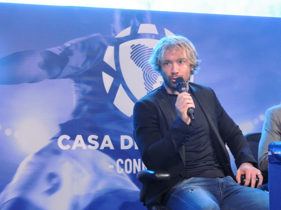 Diego Lugano, na Casa Conmebol (Foto: Ariel RamÃ­rez/DivulgaÃ§Ã£o/Conmebol)