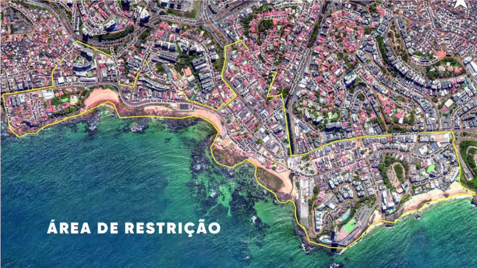Praia ficará restrita do acesso na Rua Barro Vermelho à Rua Pedra da Sereia, na região da Paciência. Restrição não se aplica ao trânsito, que funcionará normalmente — Foto: Divulgação/Prefeitura de Salvador