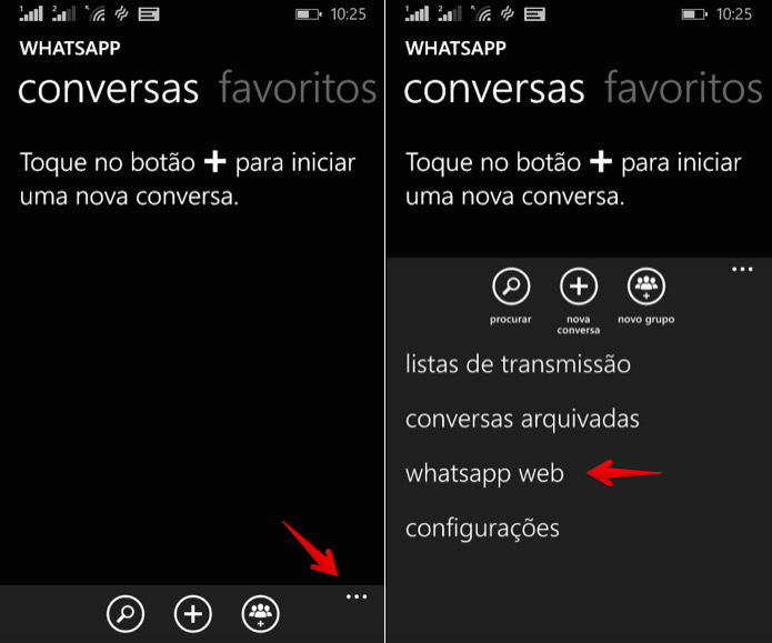 Abra as configurações do WhatsApp Web no celular (Foto: Reprodução/Helito Bijora)