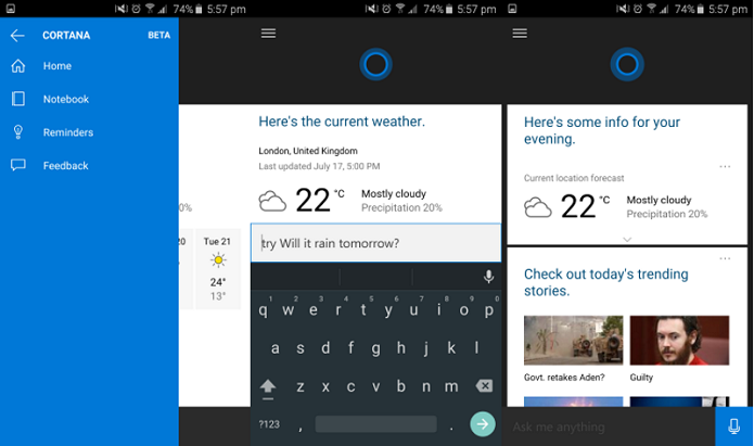 Cortana teve versão beta para Android vazada na web (Foto: Reprodução/Microsoft-News)