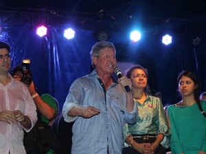 O prefeito eleito discursou durante o evento para o público na Zona Norte da capital (Foto: Marcos Dantas/G1 AM)