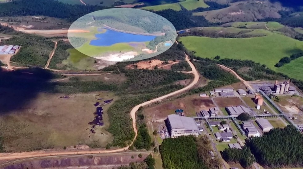 Estudo apontou problema em escoamento da barragem de rejeitos em 2019, em Caldas — Foto: Reprodução EPTV