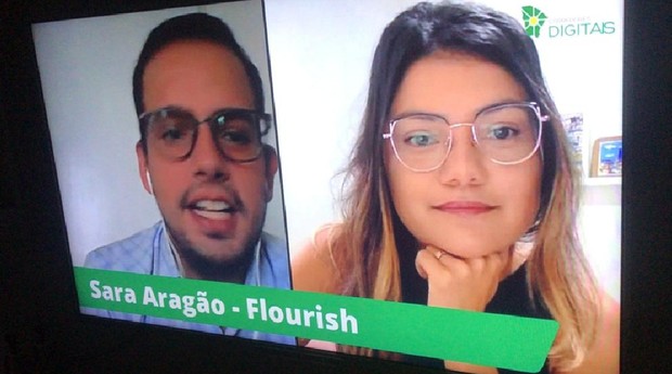 Martonio Mendes, mediador do Programa Corredores Digitais, e Sara Aragão, responsável por marketing na Flourish (Foto: Arquivo pessoal)