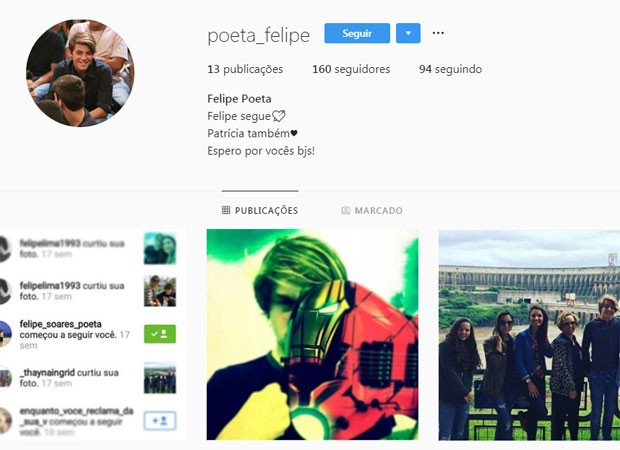 Felipe Poeta ganha página na internet de fãs (Foto: Reprodução Instagram)