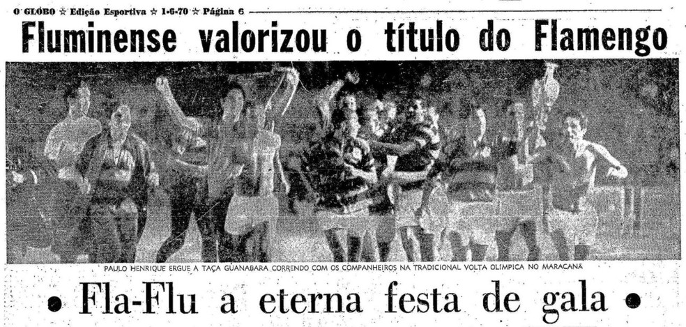 A Taça Guanabara rubro-negra na manchete do jornal 