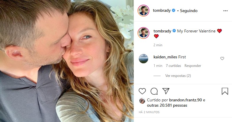 Tom Brady e Gisele Bundchen (Foto: Reprodução/Instagram)