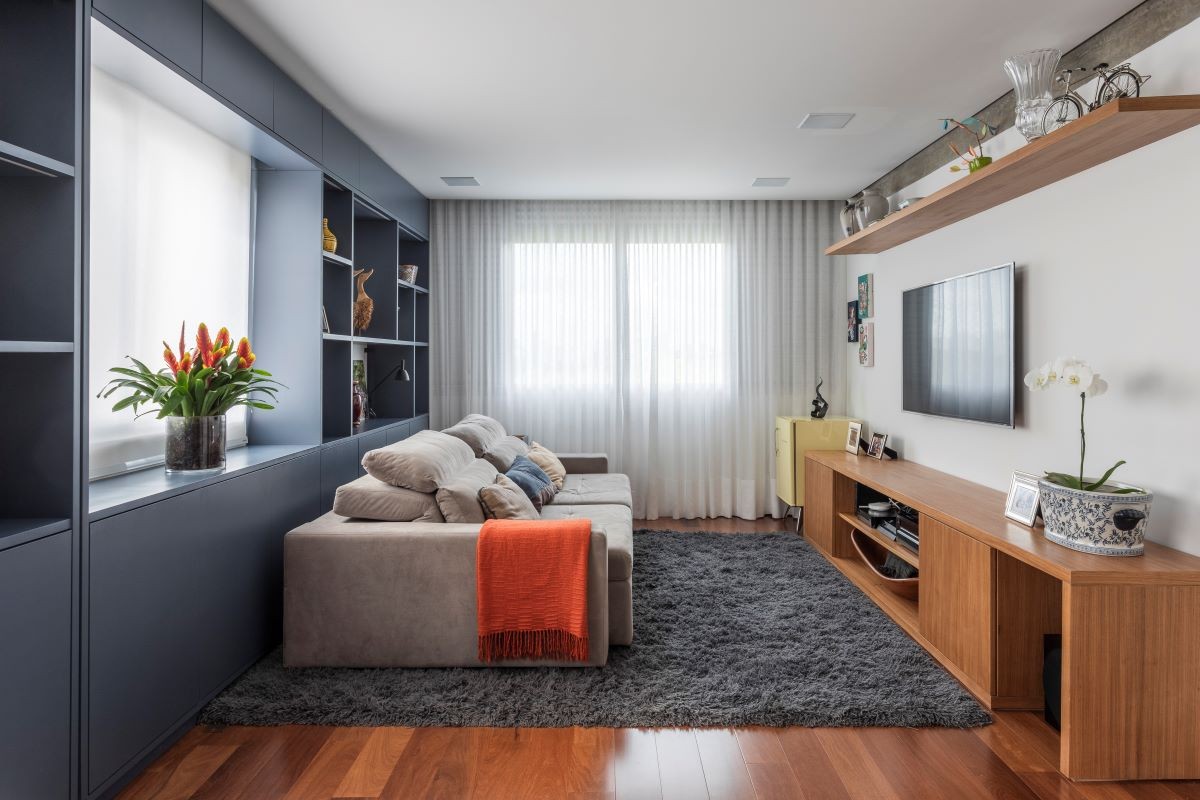 SALA DE TV | A sala de TV é mais intimista e permite maior conforto para a família em um espaço 