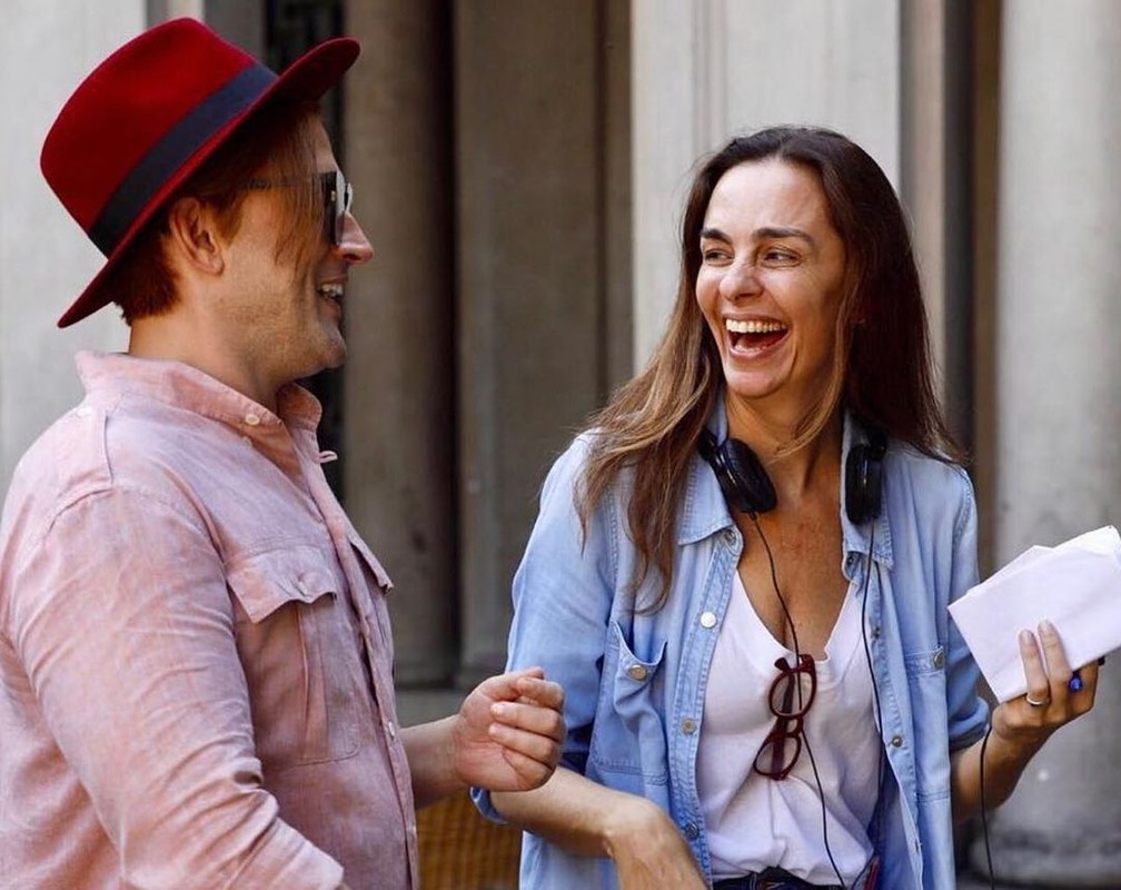 Paulo Gustavo e a diretora Susana Garcia durante gravação de filme — Foto: Reprodução/Instagram