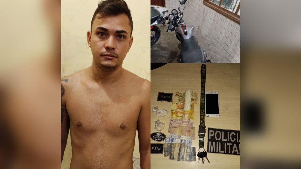 Wilker Rayan do Nascimento Costa foi preso com 10 gramas de droga — Foto: PM/divulgação 