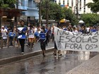 Alunos e professores protestam contra OSs na Educação, em Goiânia
