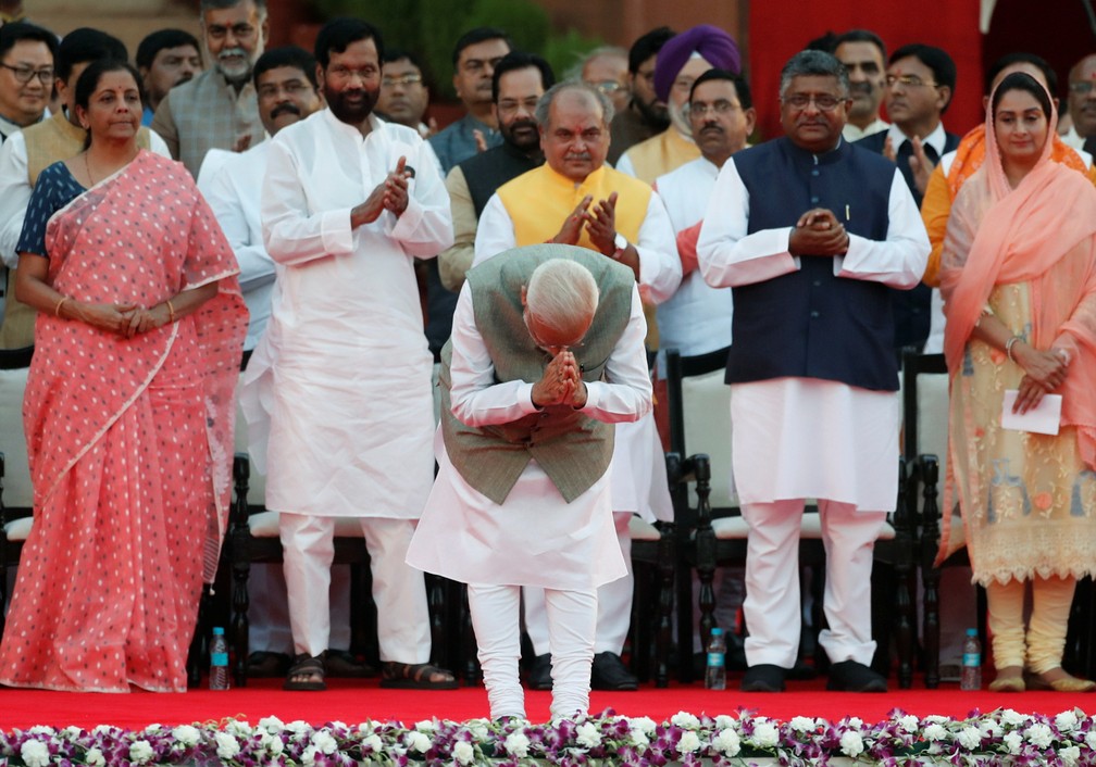 Cerimônia de posse de Narendra Modi nesta quinta-feira (30) em Nova Délhi, na Índia. — Foto: Adnan Abidi/Reuters