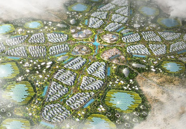 Projeto da cidade sustentável XZERO, no Kuwait (Foto: Divulgação/URB)