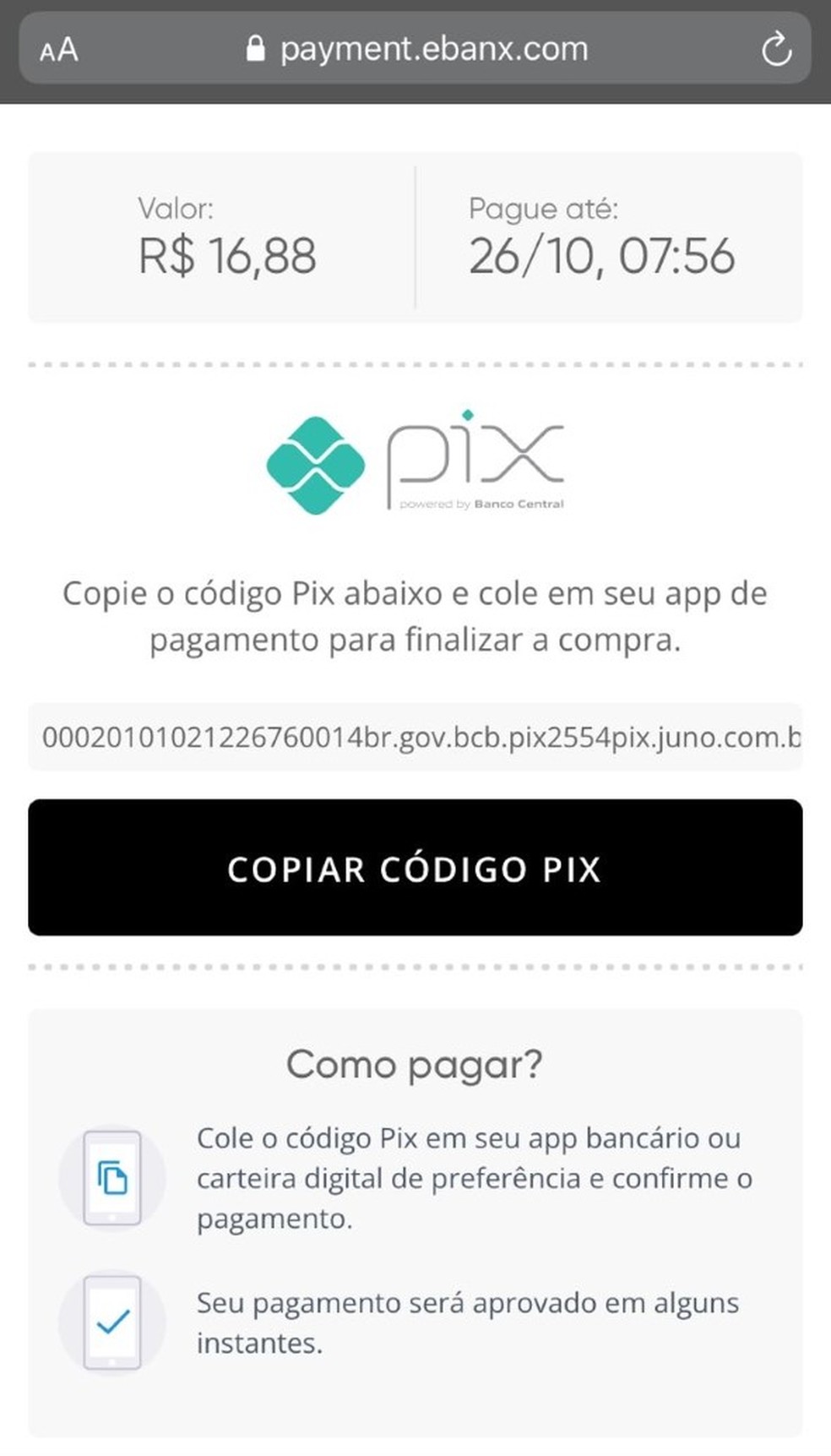 Pagamento via PIX no app Uber — Foto: Divulgação/Uber