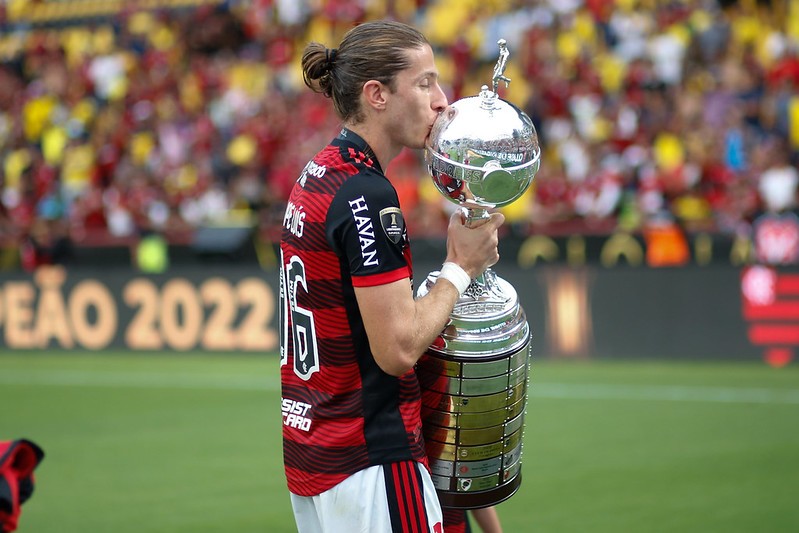 Filipe Luís deixou o Atlético de Madrid pelo Flamengo em 2019 e foi bicampeão da Libertadores, brasileiro e campeão da Copa do Brasil — Foto: Gilvan de Souza/Flamengo