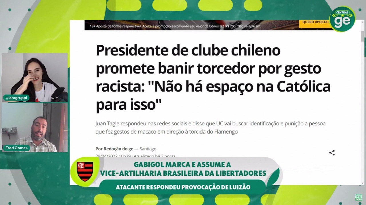 Fred Gomes comenta sobre caso de racismo na partida do Flamengo e nos outros jogos que ocorreram essa seman
