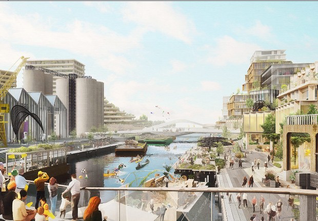 Imagem mostra será o bairro inteligente de Quayside, em Toronto (Foto: Reprodução/Sidewalk Labs)
