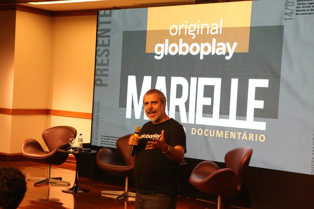 Erick Brêtas, diretor de produtos e serviços digitais da Globo, em evento de lançamento da série 'Marielle - O Documentário' — Foto: Globoplay/Reginaldo Teixeira