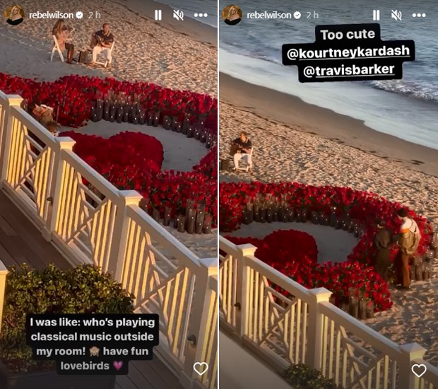 Rebel Wilson desiste de reclamar de música ao ver surpresa de Travis Barker para Kourtney Kardashian (Foto: Reprodução/Instagram)