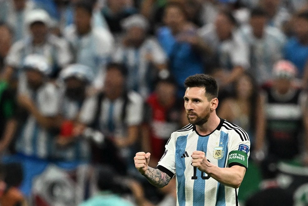 Lionel Messi comemora gol em Argentina x México — Foto: REUTERS/Dylan Martinez