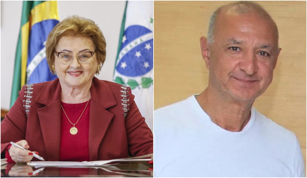 Hilda Lukalski Seima, vice-prefeita, e Hissam Hussein, prefeito de Araucária — Foto: Prefeitura de Araucária