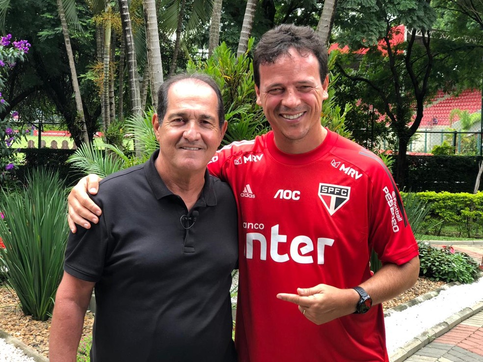 Muricy Ramalho e Fernando Diniz em visita ao São Paulo — Foto: Vanessa Santili