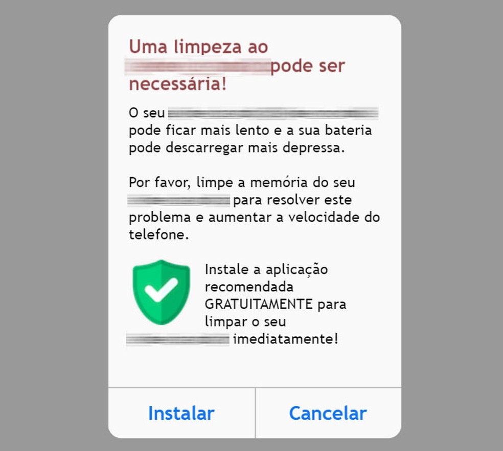 Anúncio se adapta ao idioma e ao dispositivo usado pela vítima para convencê-la a instalar aplicativo malicioso.  (Foto: Reprodução)