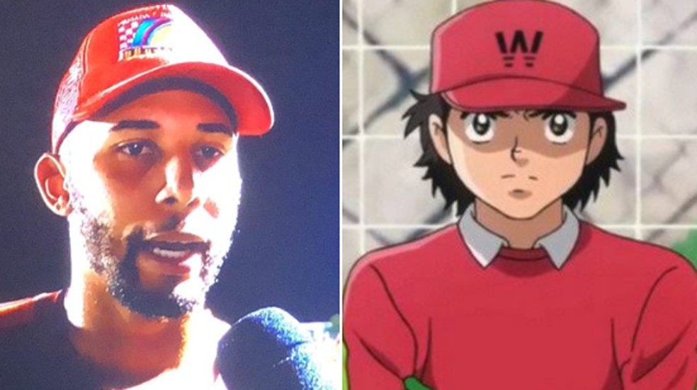 Na internet, Wallef foi comparado a goleiro Benji Wakabayashi, do anime Super Campeões — Foto: Reprodução / Twitter