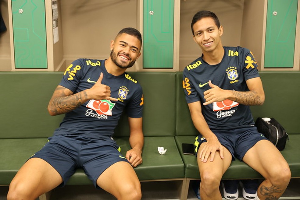 Bruno Tabata e Mauro Júnior, jogadores da Seleção sub-23 — Foto: Fernando Torres / CBF