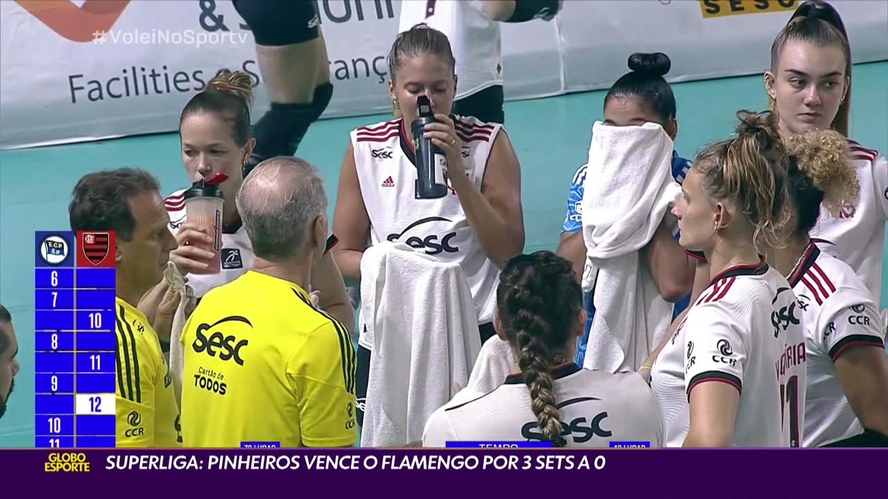 Bernardinho d&aacute; show no ingl&ecirc;s, mas Sesc-Flamengo perde para o Pinheiros na Superliga feminina de V&ocirc;lei