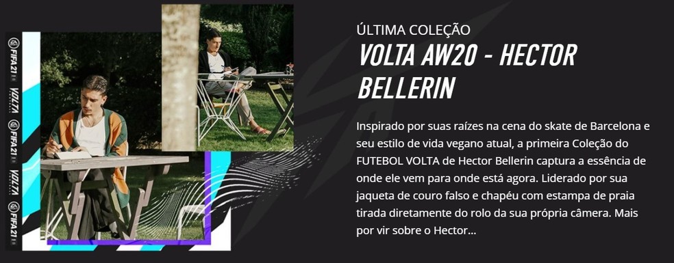 A parceria de FIFA 21 com o jogador Bellerin é bastante inusitada — Foto: Reprodução/Carlos Palmeira