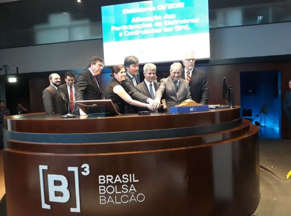 Representantes da Equatorial Energia, que arrematou o lote I, de maior valor no leilão, por R$ 277 milhões — Foto: Taís Laporta/G1