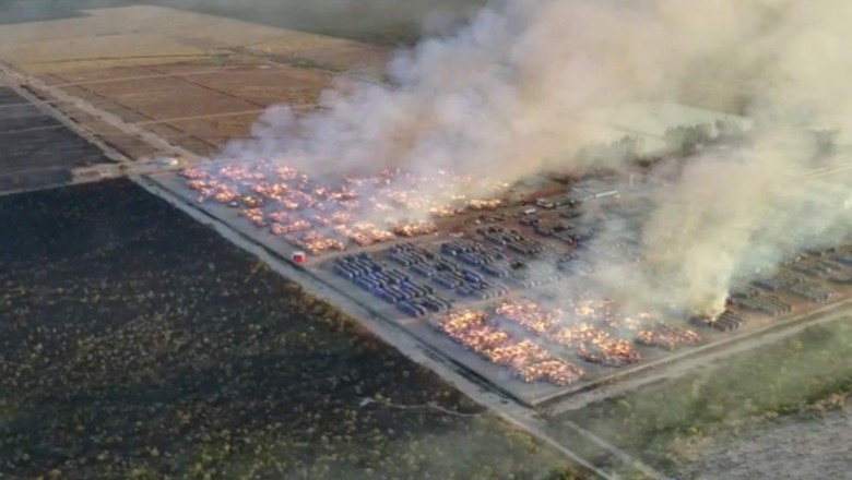 Incêndio em fábrica de algodão na Bahia (Foto: Reprodução)