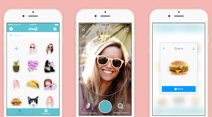 Selecione ou crie emoji para usar em suas conversas com o Imoji for Messenger (Foto: Divulgação/AppStore)