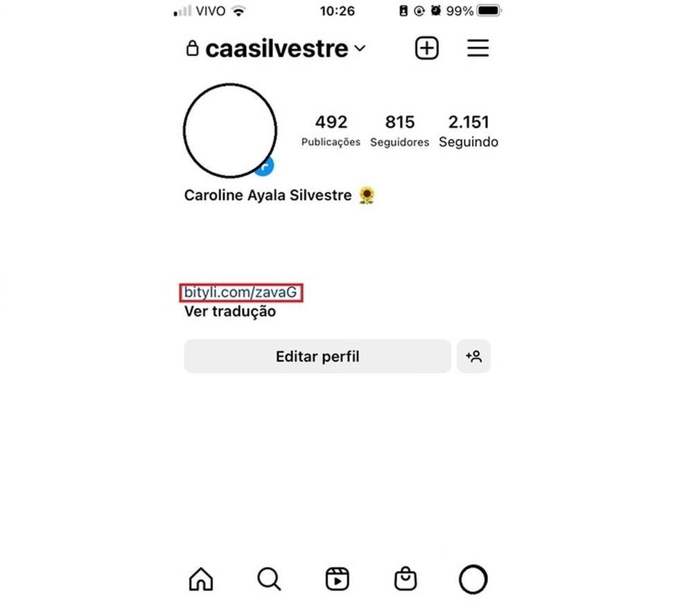 Link do WhatsApp estará disponível na sua bio do Instagram — Foto: Reprodução/Caroline Silvestre
