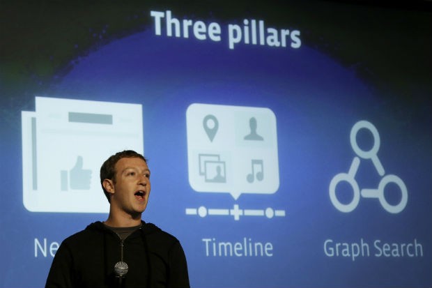 O CEO do Facebook, Mark Zuckerberg, anuncia a nova ferramenta da rede social, chamada "graph search" (Foto: Jeff Chiu/AP)