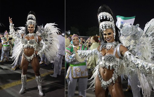 Savia David, rainha de bateria da Unidos de Vila Maria, no Desfiles das Campeãs em SP